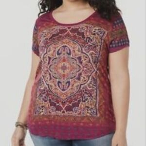 Lucky Brand Persian Carpet Cap Sleeve Tee